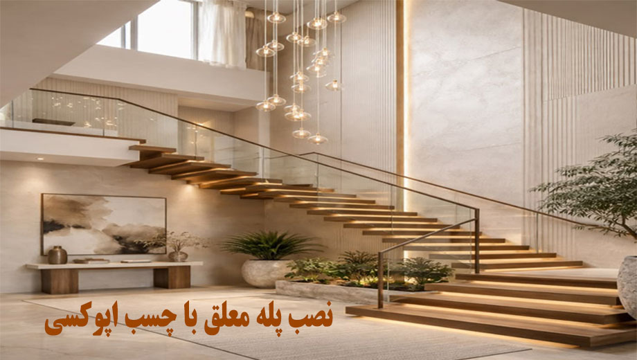 نصب پله معلق با چسب اپوکسی پارافیکس